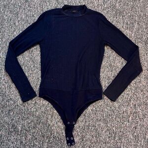 J. Crew Navy Long-Sleeve Ribbed Bodysuit